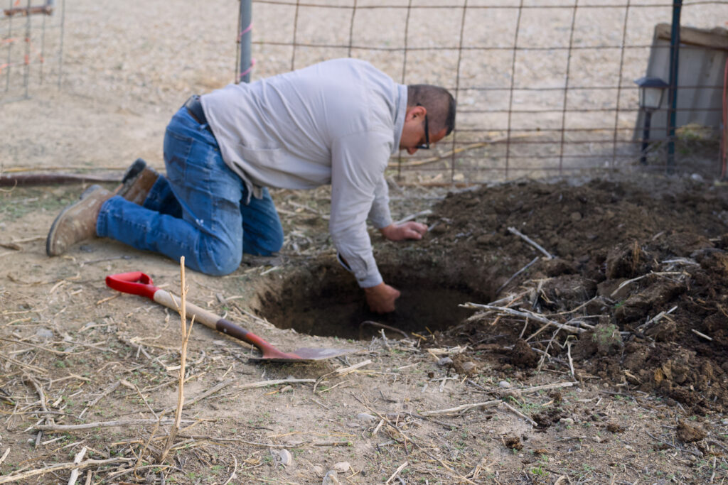 Septic pump technician working